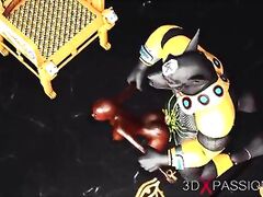 Anubis fucks hard a sexy slave ebony in an Egyptian temple